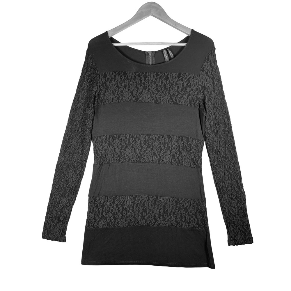 Guess by‎ Marciano BLACK Lace Panel Long Sleeve mini dress Bodycon Whimsygoth
